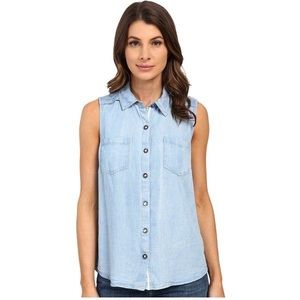 Splendid Chambray Sleeveless Button Down Tank - XS